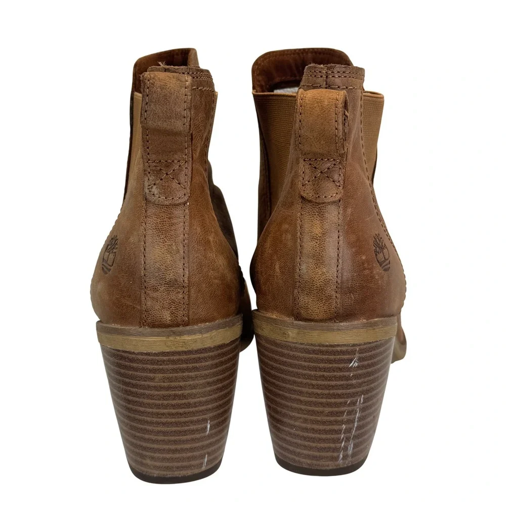 Timberland Leather Chelsea Boots Women's‎ 11 Brown Block Heel ReBOTL Defender